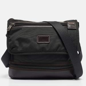 TUMI Black/Brown Nylon and Leather Alpha Bravo Beale Messenger Bag