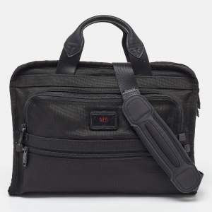 TUMI Black Nylon and Leather Alpha 3 Expandable Organizer Laptop Briefcase