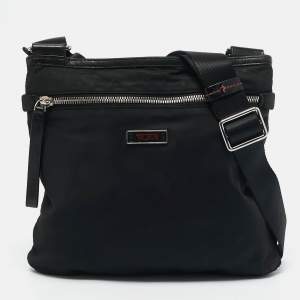 TUMI Black Nylon Flat Crossbody Bag