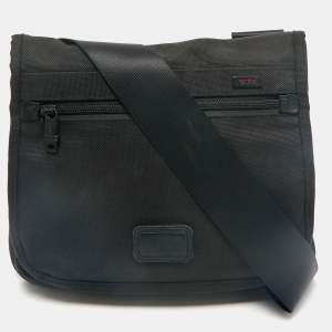 TUMI Black Nylon Ballistic Flap Messenger Bag