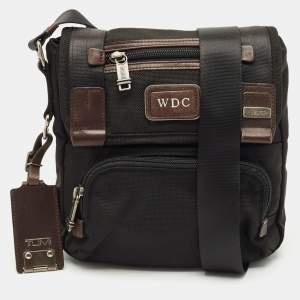 Tumi Black/Brown Nylon and Leather Alpha Bravo Barstow Messenger Bag