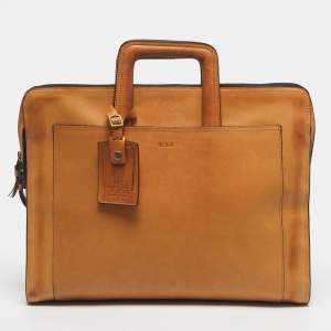 Pre Owned TUMI Tan Leather Limited Edition 100/1975 Slim Portfolio Briefcase