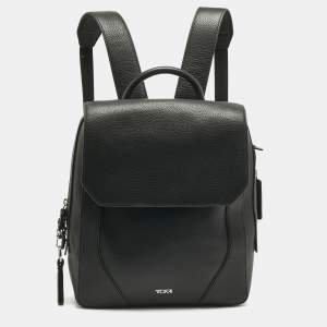 Pre Owned TUMI Black Leather Stanton Tori Flap Backpack