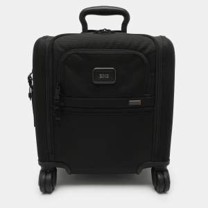 Pre Owned Tumi Alpha 3 Small Compact Black Nylon 4-Wheeled Briefcase 