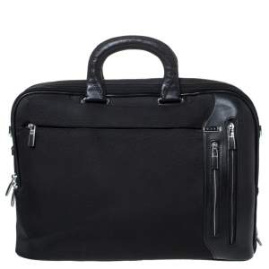 Tumi Black Nylon and Leather T-Pass Kennedy Deluxe Brief Laptop Bag