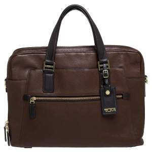 Pre Owned TUMI Brown Leather Double Zip Briefcase
