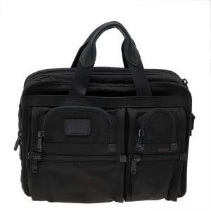 TUMI Black Nylon Alpha T-Pass Expandable Laptop Briefcase