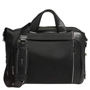 TUMI Black Canvas and Leather Briefcase