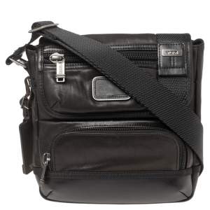 TUMI Dark Brown/Black Leather Alpha Bravo Barstow Messenger Bag