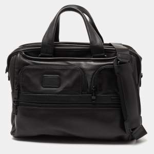 Pre Owned TUMI Black Leather Alpha 2 Expandable Organizer Briefcase Laptop Bag