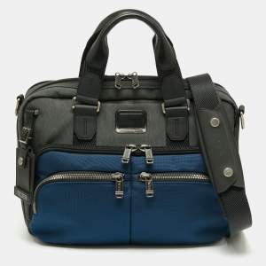 TUMI Grey/Blue Nylon Alpha Bravo Albany Slim Commuter Briefcase