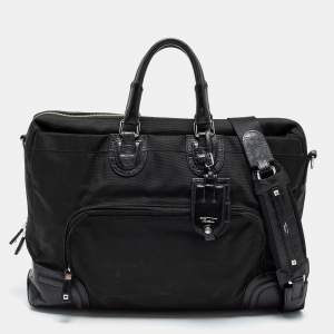 TUMI Black Crocodile Embossed Leather and Nylon Briefcase