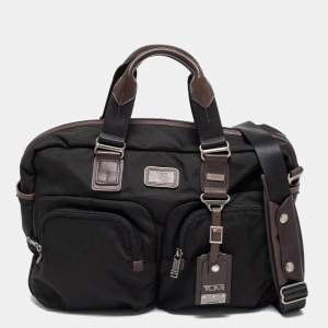 TUMI Black/Brown Nylon And Leather Alpha Bravo Briefcase