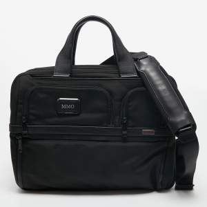 TUMI Black Nylon and Leather Alpha 3 Expandable Organizer Laptop Briefcase