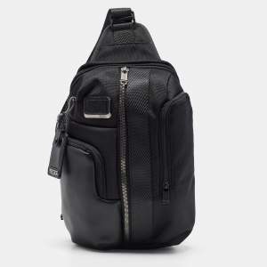 TUMI Black Nylon and Leather Alpha Bravo Saratoga Sling Bag
