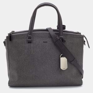 TUMI Grey/Brown Coated Canvas and Leather Document and Laptop Bag