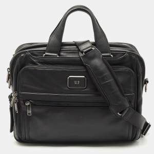 Tumi Black Leather Alpha 3 Laptop Briefcase