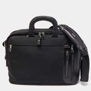 Tumi Black Nylon and Leather T-Pass Kennedy Deluxe Brief Laptop Bag