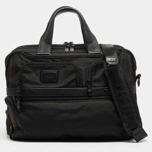 TUMI Black Nylon and Leather Alpha 3 T Pass Expandable Briefcase Bag