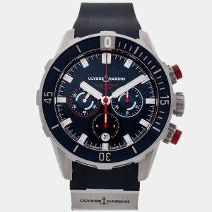 Pre Owned Pre-Owned Ulysse Nardin Diver Chronograph 1503-170/93-HAMMER Blue Automatic Titanium Men's Wristwatch 44 mm