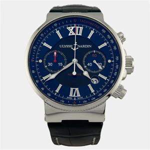 Pre Owned Ulysse Nardin Maxi Marine 353-66-3/323 Automatic Blue Dial Stainless Steel Men's Wristwatch 41 mm