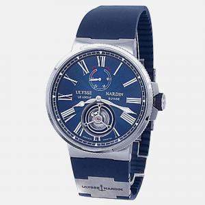 Pre Owned Ulysse Nardin Marine Tourbillon 1283-181/E3 Automatic Blue Dial Stainless Steel Men's Wristwatch 43 mm