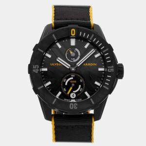 Pre Owned ساعة يد رجالية أوليس ناردين أوتوماتيك دايفر X كيب هورن إصدار محدود 1183-170/92-CAP سوداء تيتانيوم 44 مليمتر مستعملة