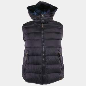 Burberry Brit Navy Blue Nylon Hooded Down Vest M