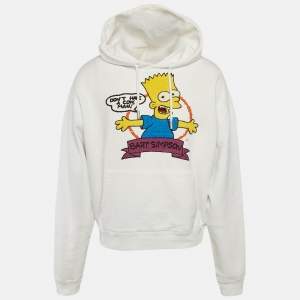 Off-White White Simpson Embroidered Cotton Knit Hoodie XL