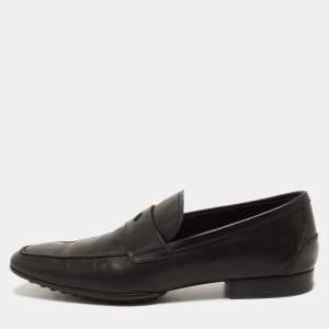 Tod's Black Leather Penny Slip On Loafers Size 41.5