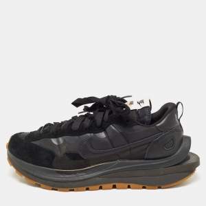 SACAI X Nike Vaporwaffle Black Nylon and Suede Gum Athletic Sneakers Size 43