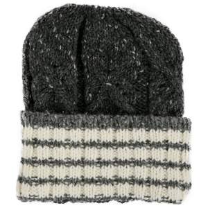 Thom Browne Grey and Ivory Cable Knit Wool Mohair Blend Beanie
