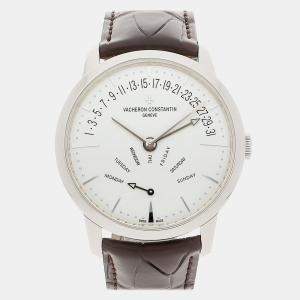 Vacheron Constantin Silver 18k White Gold Patrimony 4000U/000G-B112 Automatic Men's Wristwatch 42 mm