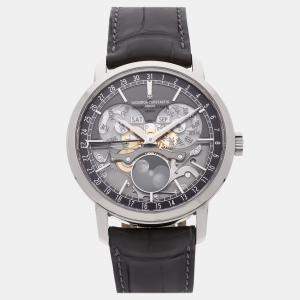 Pre Owned Pre-Owned Vacheron Constantin Traditionnelle Complete Calendar Openface 4020T/000G-B655  Grey Automatic 18k White Gold Men's Wristwatch 41 mm