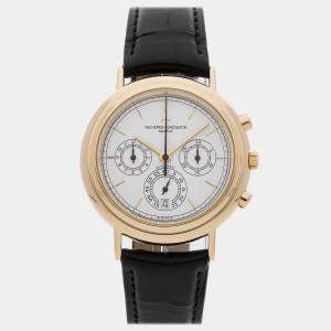 Pre Owned Vacheron Constantin Patrimony 49003/000J-7871 Automatic Chronograph White Dial 18k Yellow Gold Men's Wristwatch 38mm