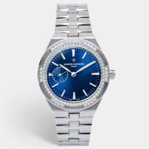 Vacheron Constantin Blue Stainless Steel Diamond Overseas 2305V100A-B170 Women's Wristwatch 37 mm