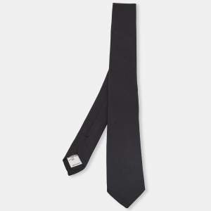 Pre Owned Valentino Black Silk Wool Skinny Tie