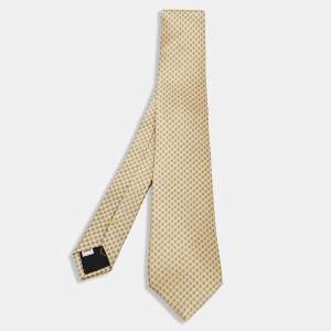 Pre Owned Valentino Yellow Printed Silk Tie