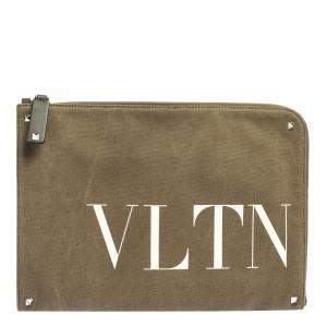 Valentino Green Canvas VLTN Document Case
