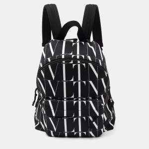 Valentino Black Canvas VLTN Backpack