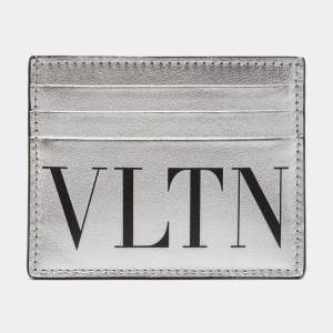 Valentino Silver Leather VLTN Card Holder
