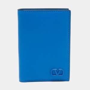 Valentino Blue Leather Vlogo Card Case