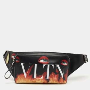 Valentino Black Printed Leather Emilio Villalba x VLTN Belt Bag