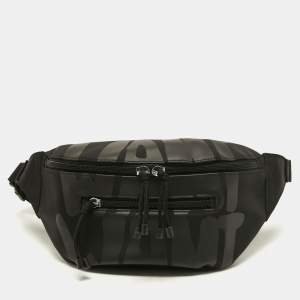 Valentino Black Nylon Printed Belt Bag