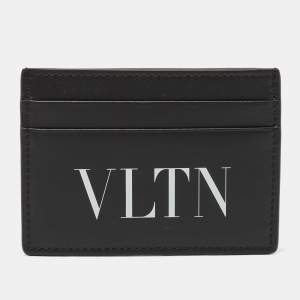 Valentino Black Leather VLTN Logo Card Holder