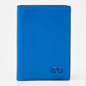 Valentino Blue Leather VLOGO Card Case