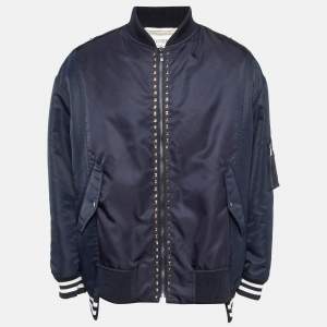 Valentino Navy Blue Rockstud Untitled Navy Blue Bomber Jacket L