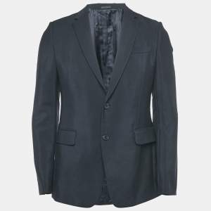 Pre Owned Valentino Navy Blue Mohair & Wool Single Breasted Blazer S