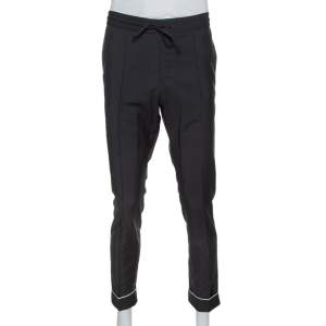 Valentino Black Mohair & Wool Cuffed Hem Pants M