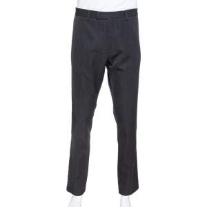 Valentino Dark Grey Wool Bicolor Band Trim Trousers XL